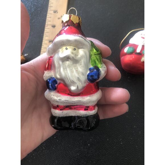 Vintage Eclectic CHRISTMAS BLOWN GLASS SANTA Lot Of 4 - Picture 8 of 10